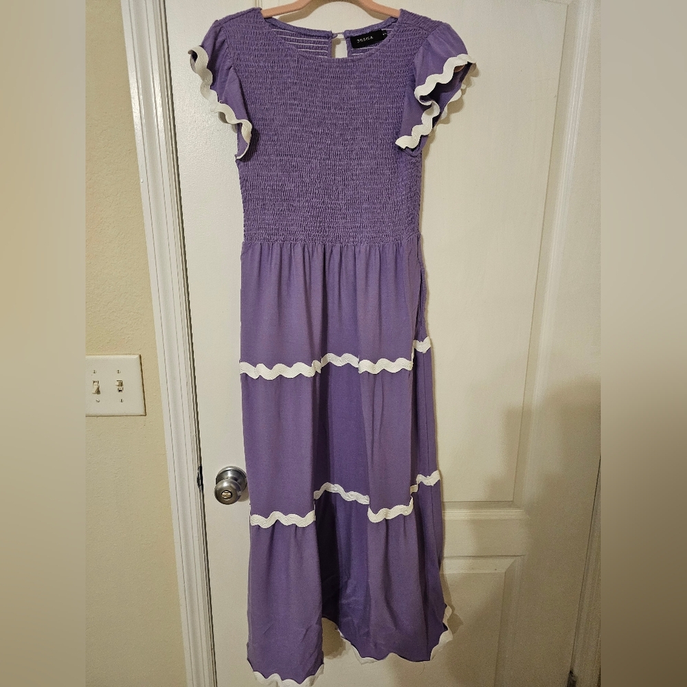 Purple WonensDress with White Accents